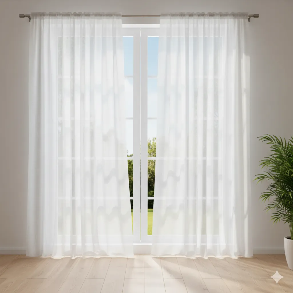 Delicate sheer curtain panels for soft natural light